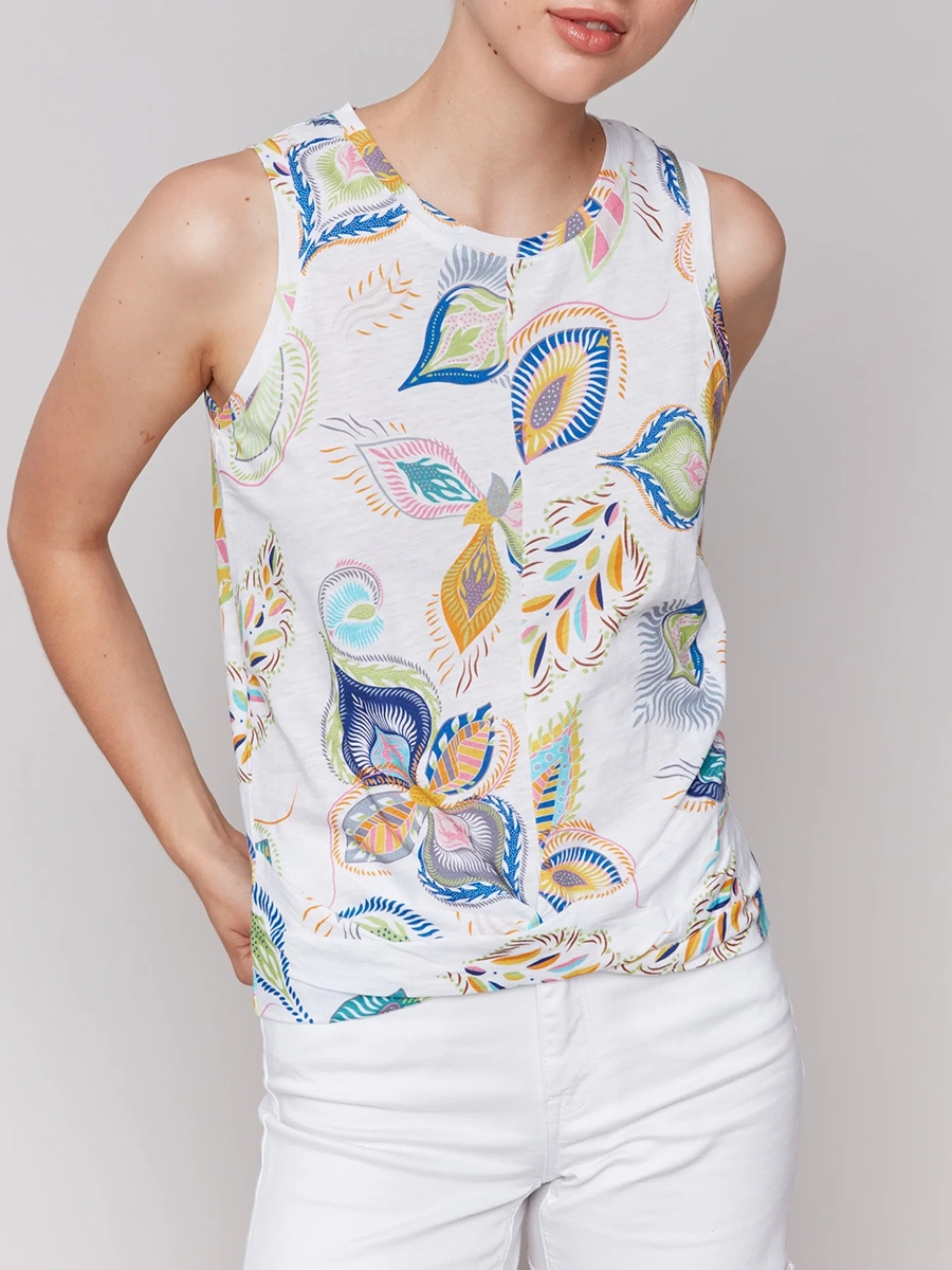 Trendy Lazy Style Art Print Cotton Vest