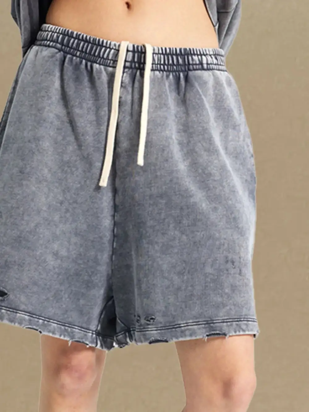 Lightweight Drawstring Cotton Blend Casual Shorts