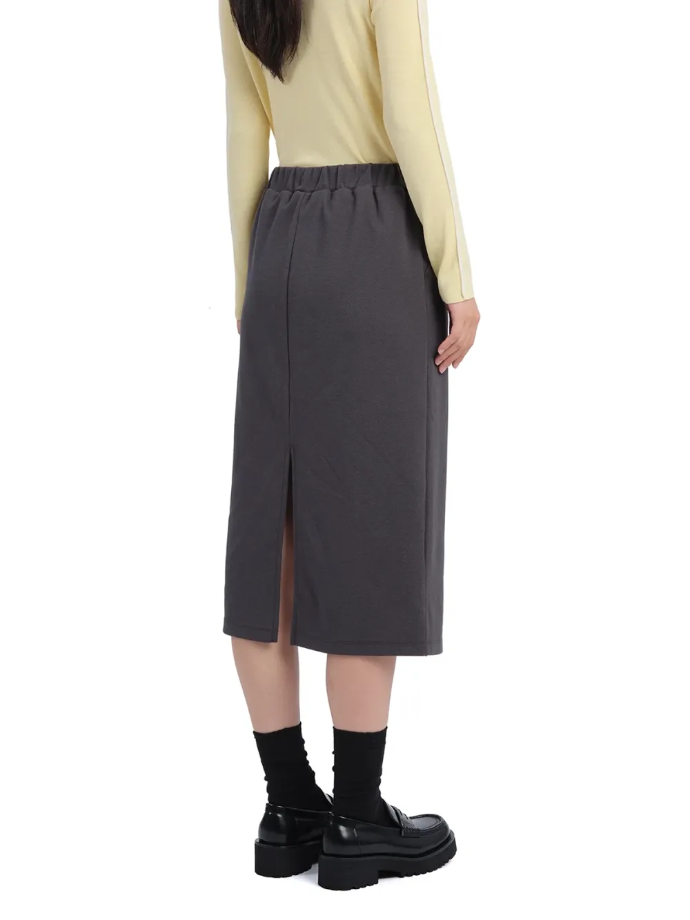 Solid Color Mid - Length Straight Skirt