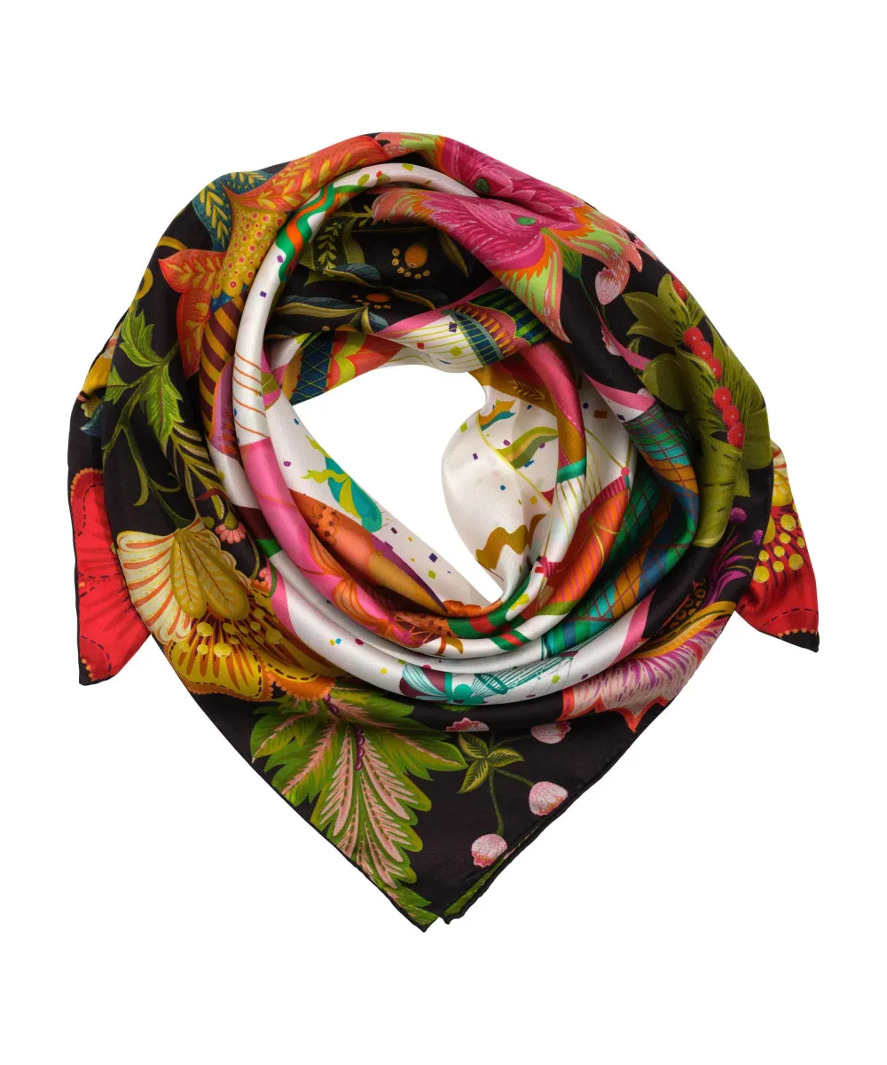 Slight Stretch Art Graphic Silk Square Scarf