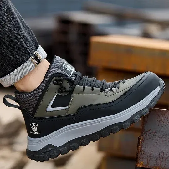 Men's Orthopedic Protective Hiking/Work Boots—Waterproof, Slip-Resistant, Impact-Resistant, Puncture-Proof—Wide Toe Box, Arch Support, Ankle Support