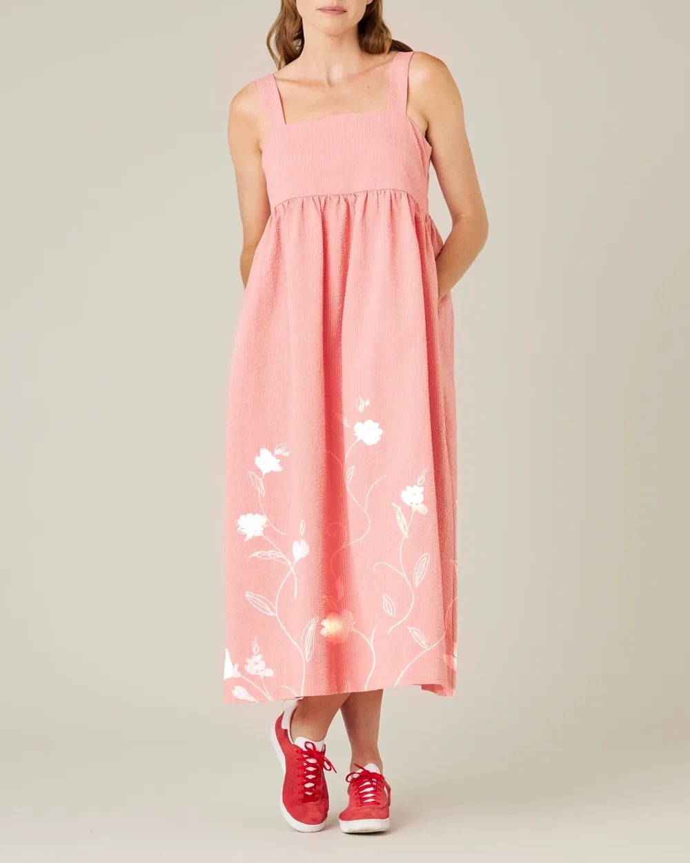CORAL SEERSUCKER DRESS