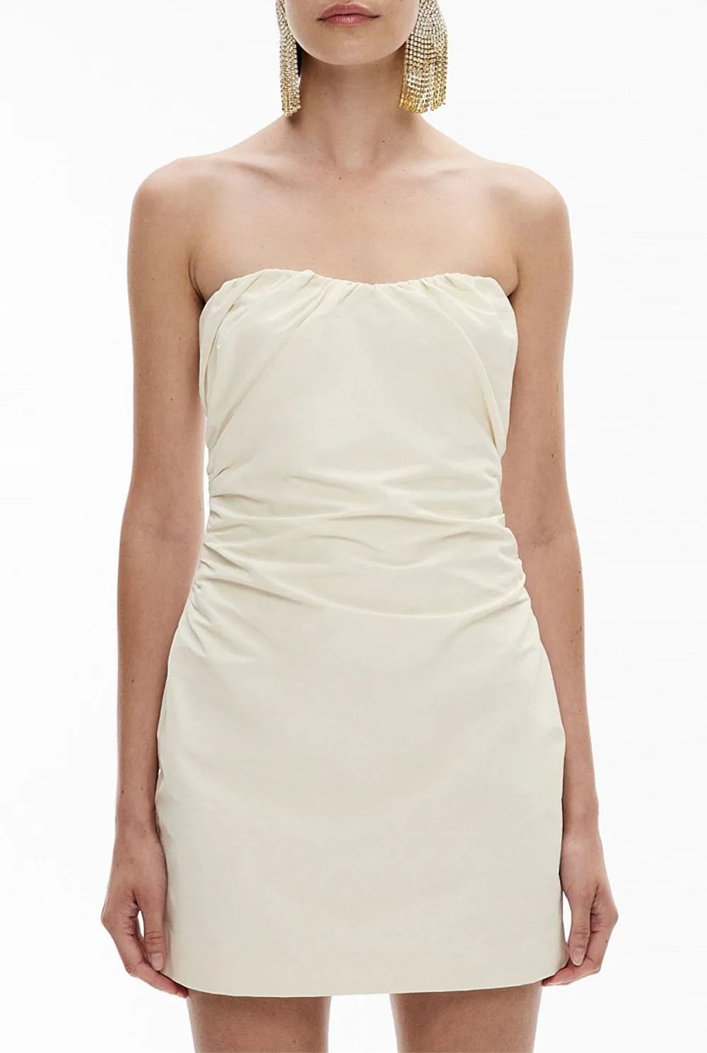 Chocolate-Colored Off-The-Shoulder Pleated Skirt