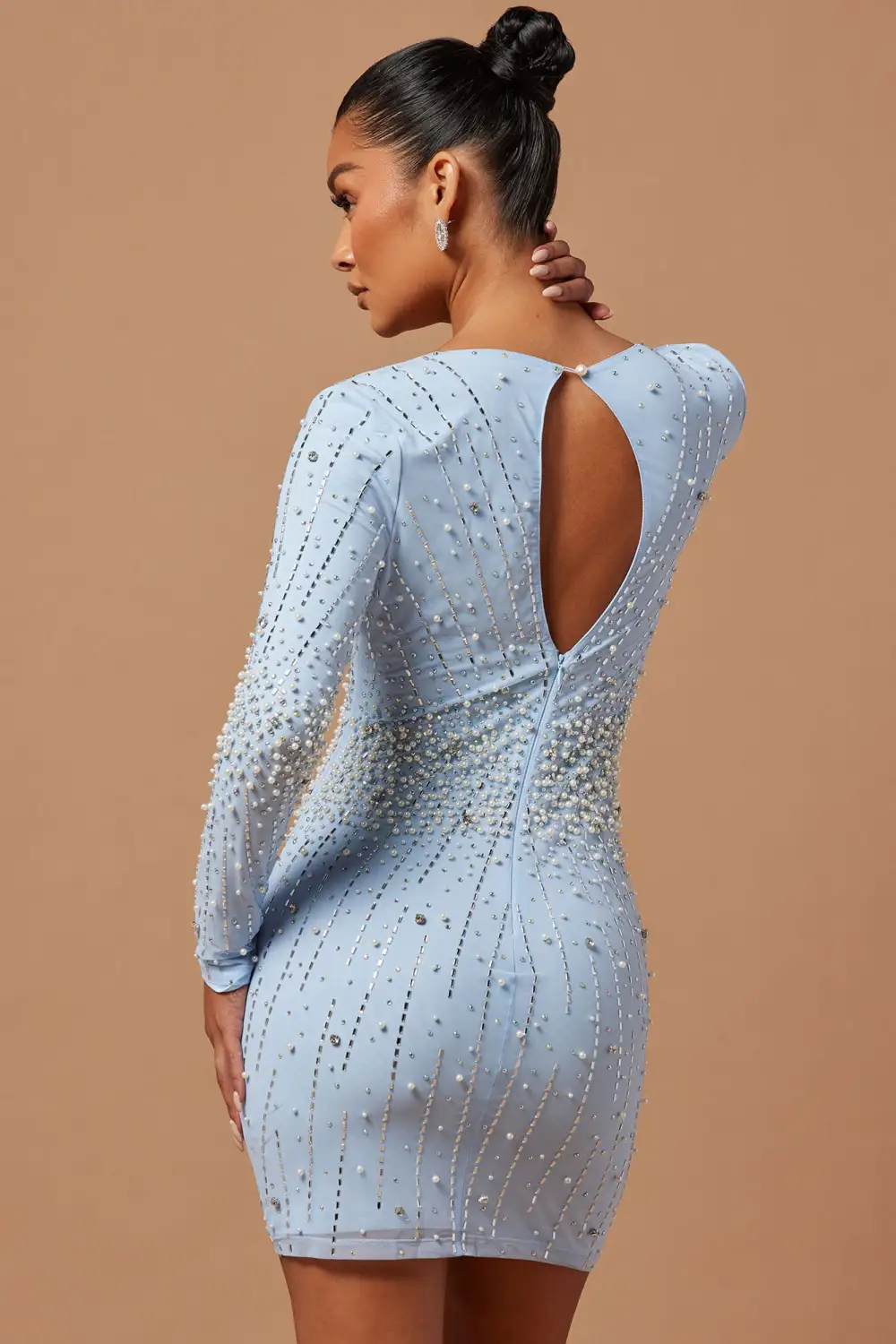 Juliette Embellished Mini Dress - Light Blue