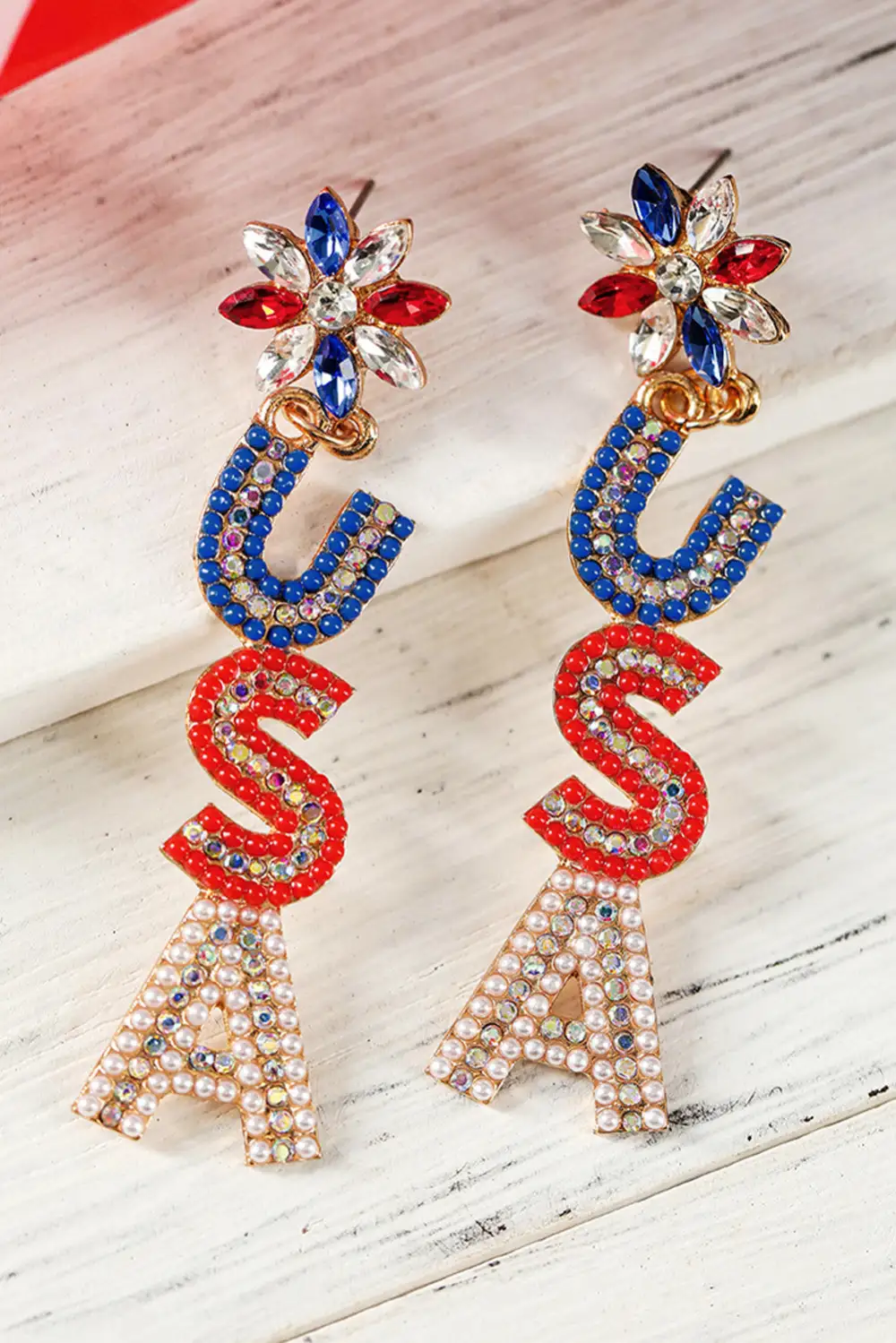 Beaded Rhinestone Earrings