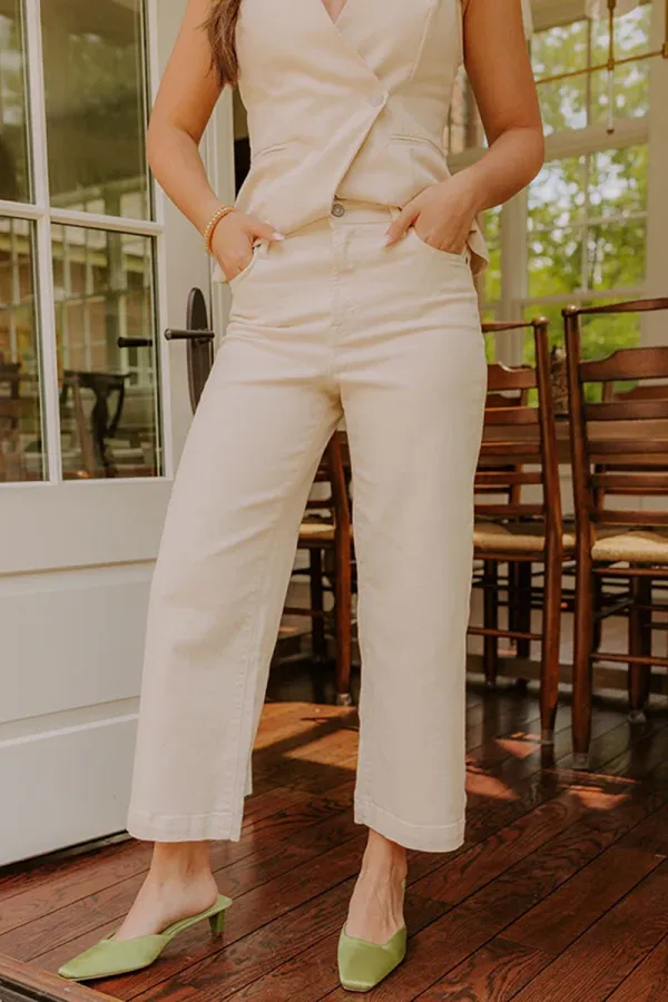 Drape High Waist Simple Women's Jeans