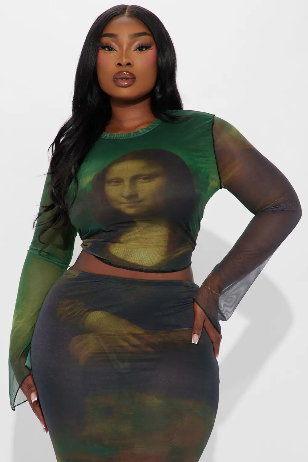 Mona Lisa Mesh Skirt Set - Green/combo