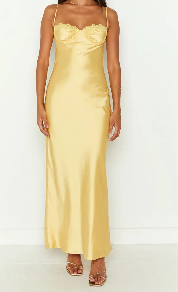 Satin Lace Backless Midi Dress