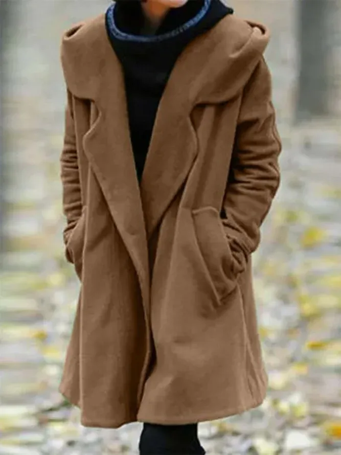 Shawl Collar Solid Casual Overcoat