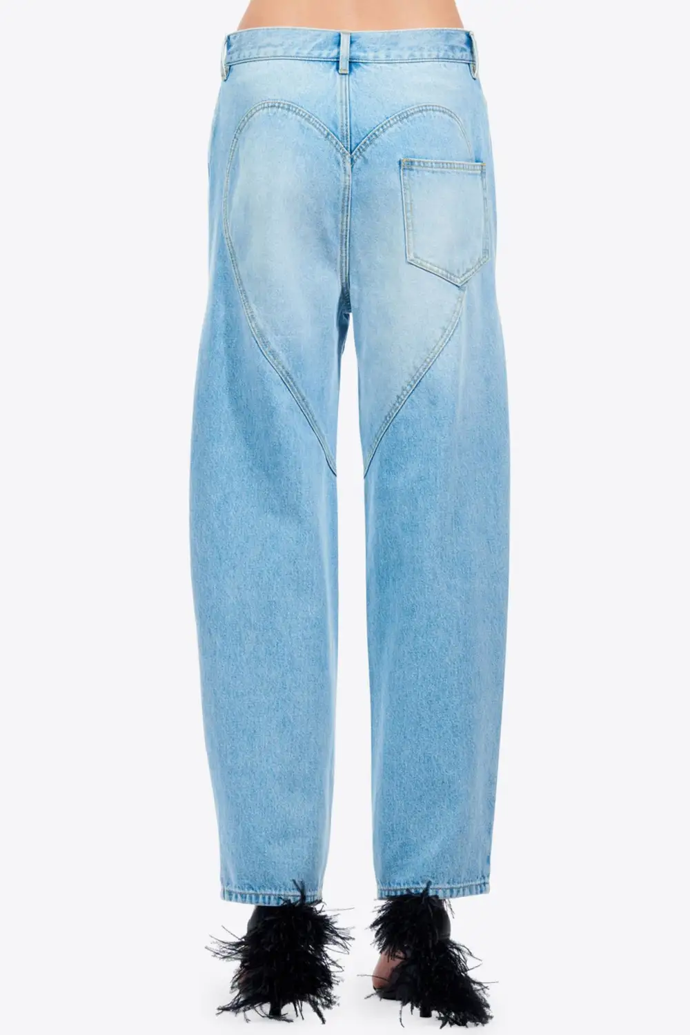 Beaded Cutout Straight Jeans