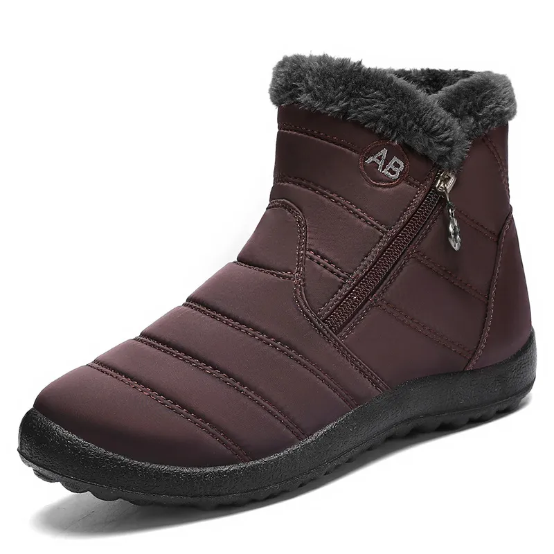 Women's Cotton Shoes Winter Boots PU Long Tube Plush Lined Thick Warm High-Top Snow Boots