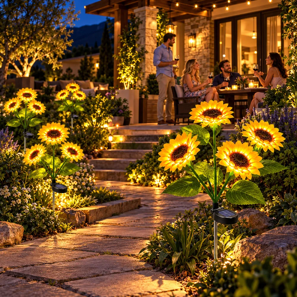 LED Solar Sunflower Garden Stake Light – IP65 Waterproof, Realistic Decor for Lawn, Patio & Pathway Lighting