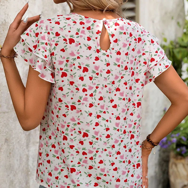 Red Printed Short Sleeve Tee
