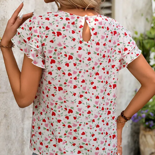 Red Printed Short Sleeve Tee