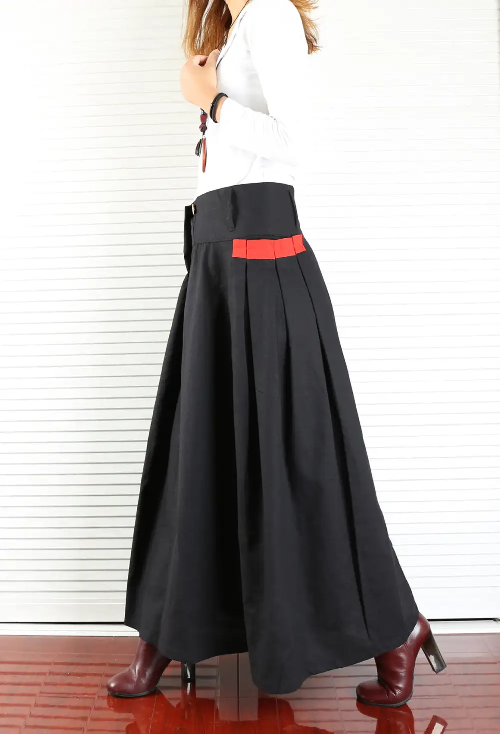 Everyday Pleated Linen A Line Maxi Skirt