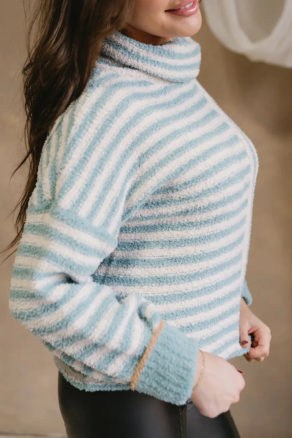 Striped High Neck Sweater