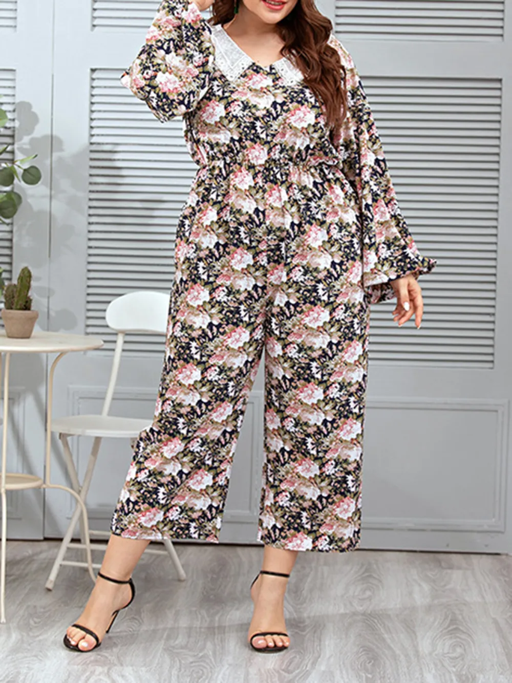 Lace Large Size Loose Casual Women Jumpsuit