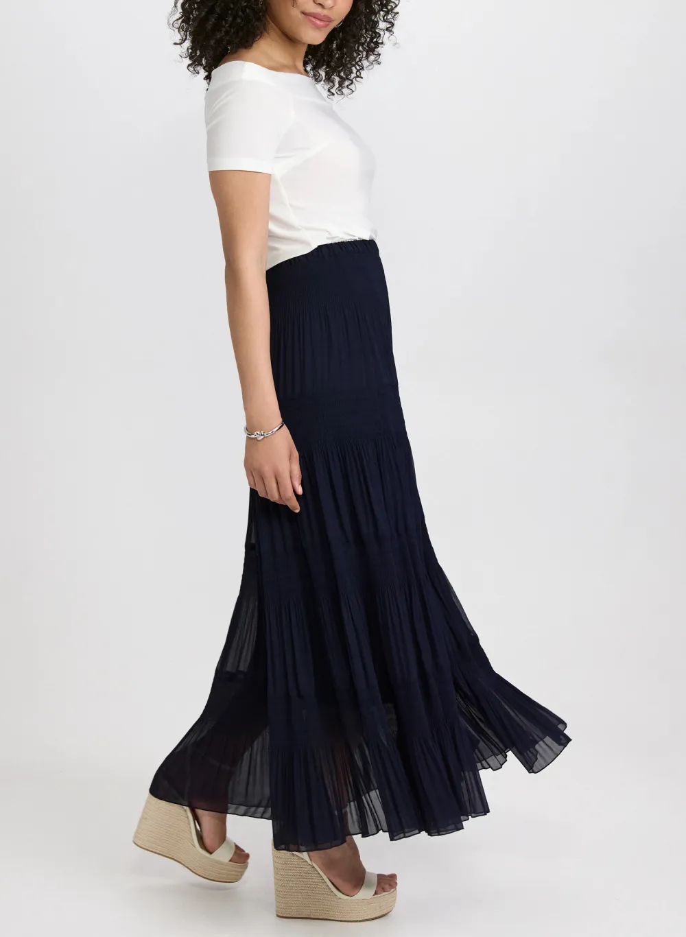 Tulle Pleated Maxi Skirt