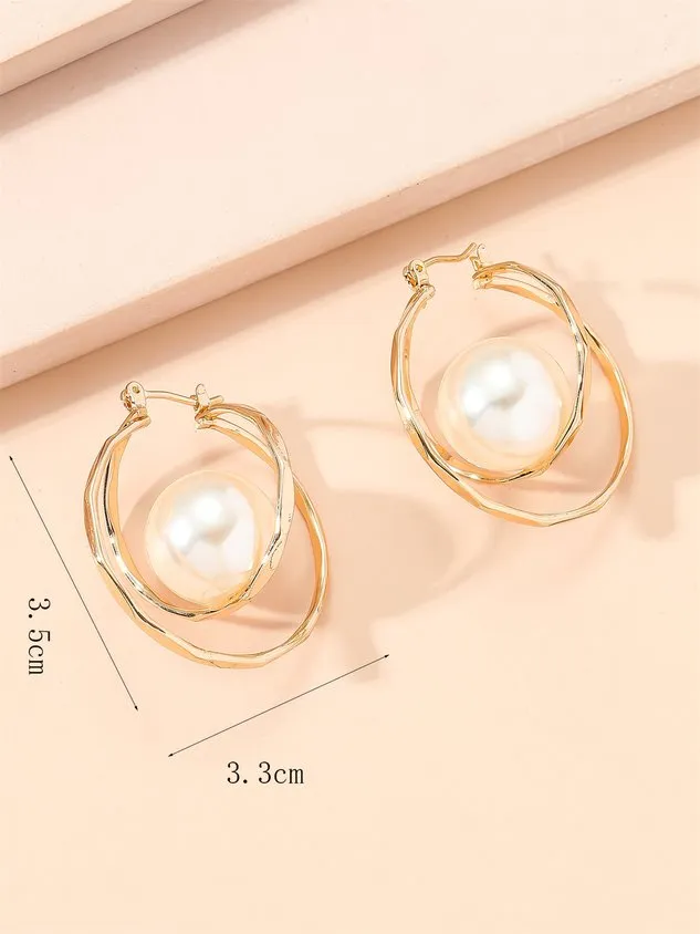 Elegant Imitation Pearls Hoop Earrings