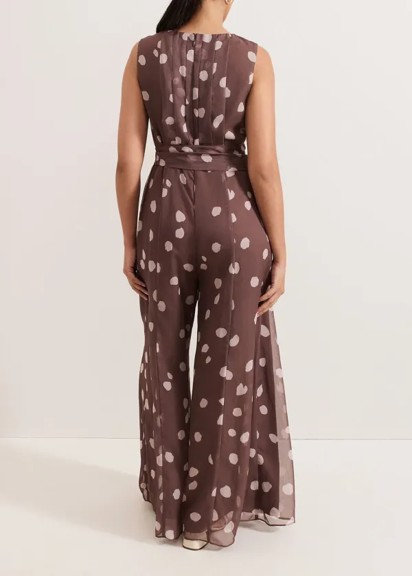 Soft Polka Dot Art Style Round Neck Sleeveless Dress