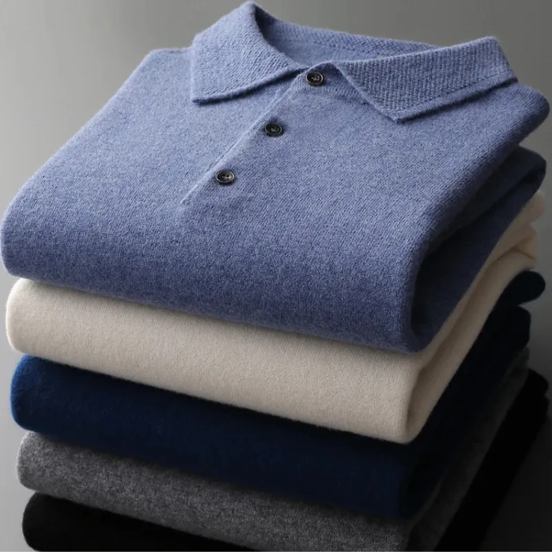 Wool Blend Long Sleeve Polo