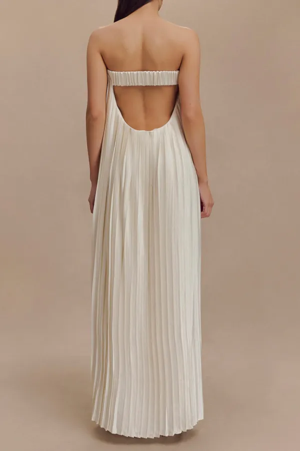 Plisse Strapless Maxi Dress
