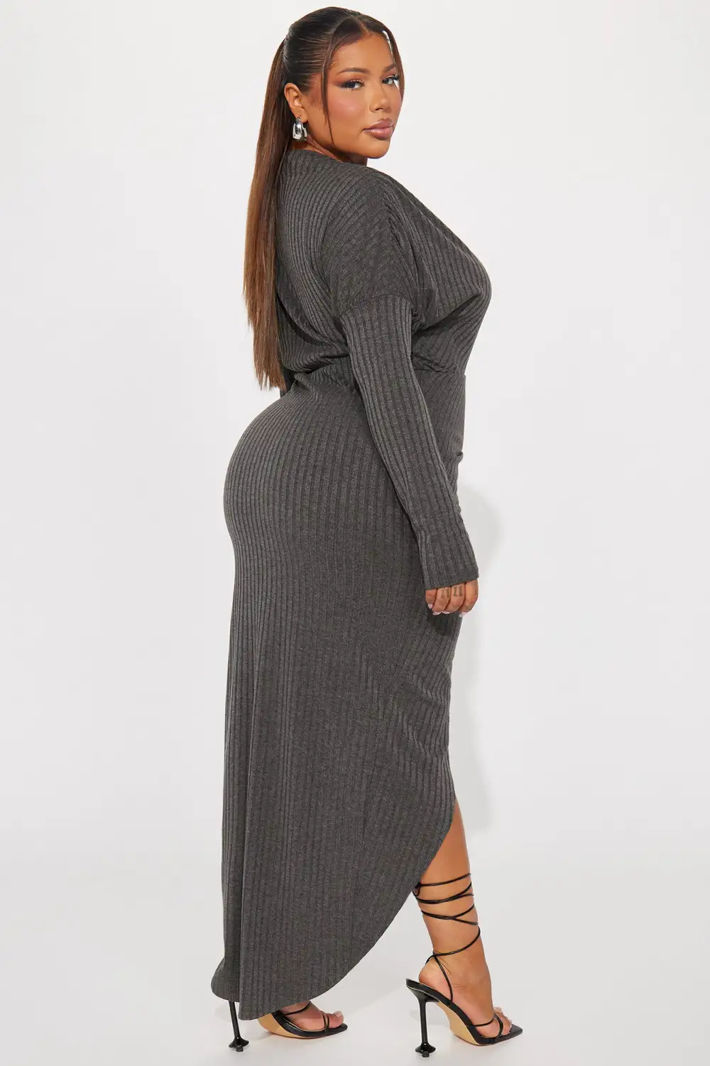Bernice Ribbed Maxi Dress - Charcoal