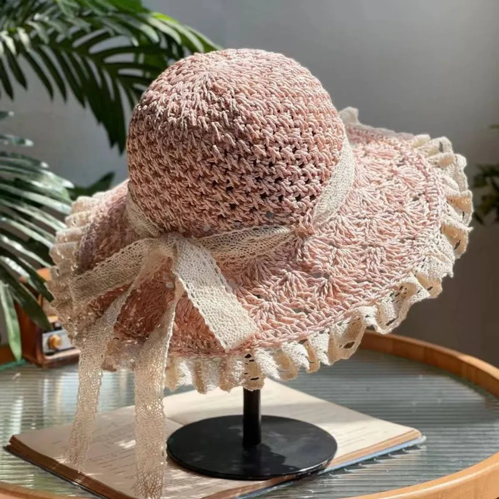 Woven Lace Bow Sun Hat