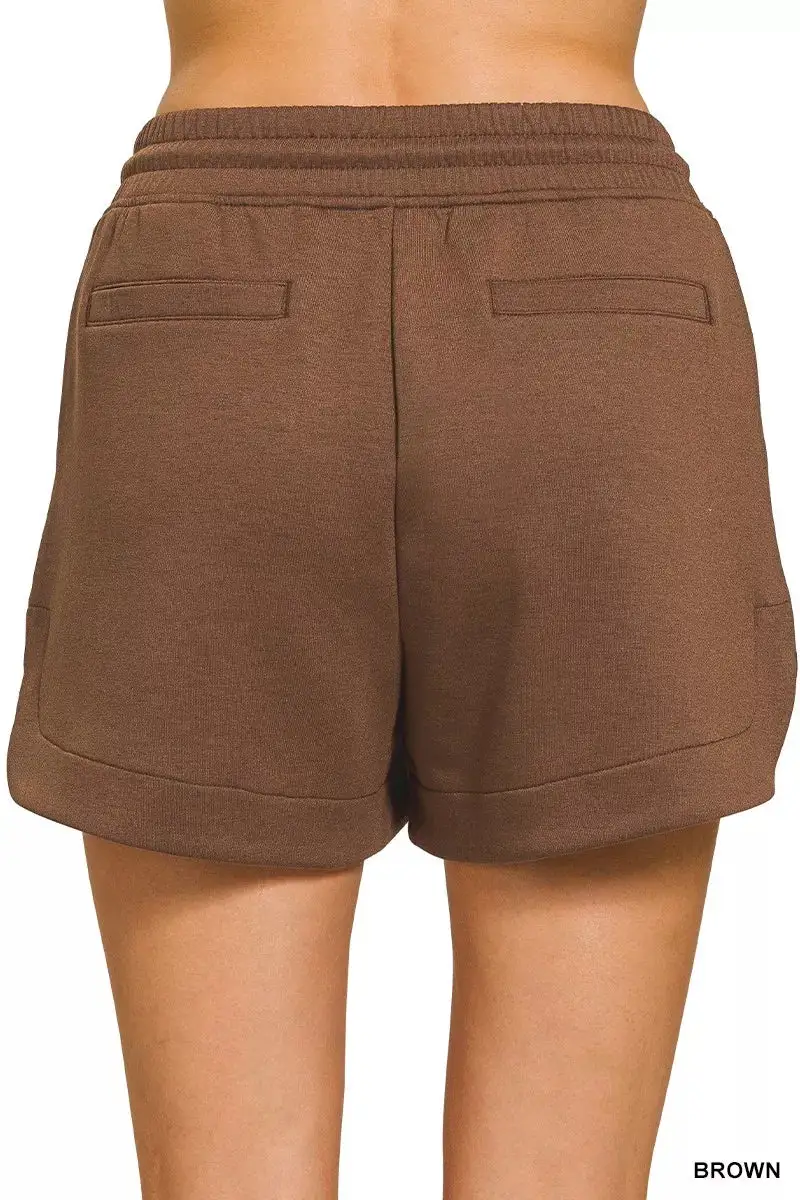 Zenana Scuba Elastic Waistband Shorts with Pocket