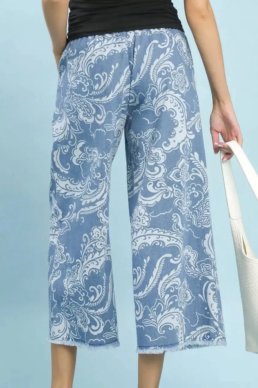Wash Wide Leg Crop Pants