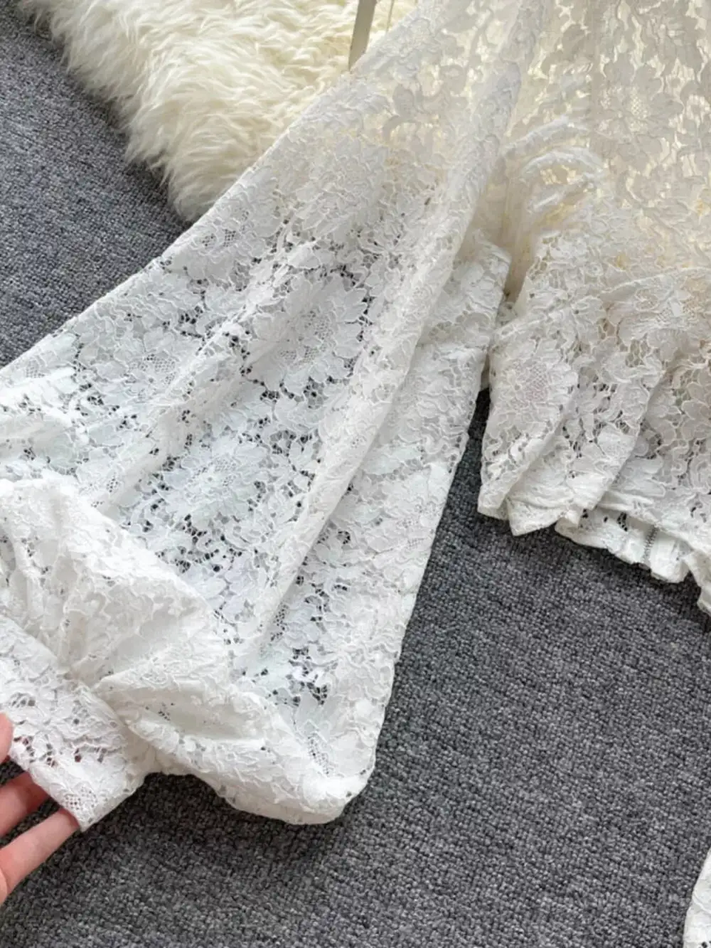 Lace Tie Back Long Sleeve Top