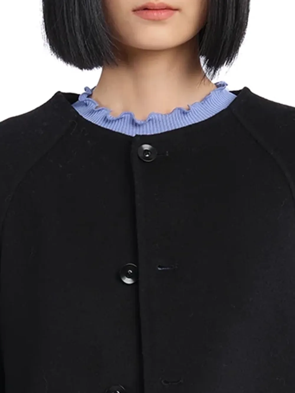 Round Neck Button - Up Blazer