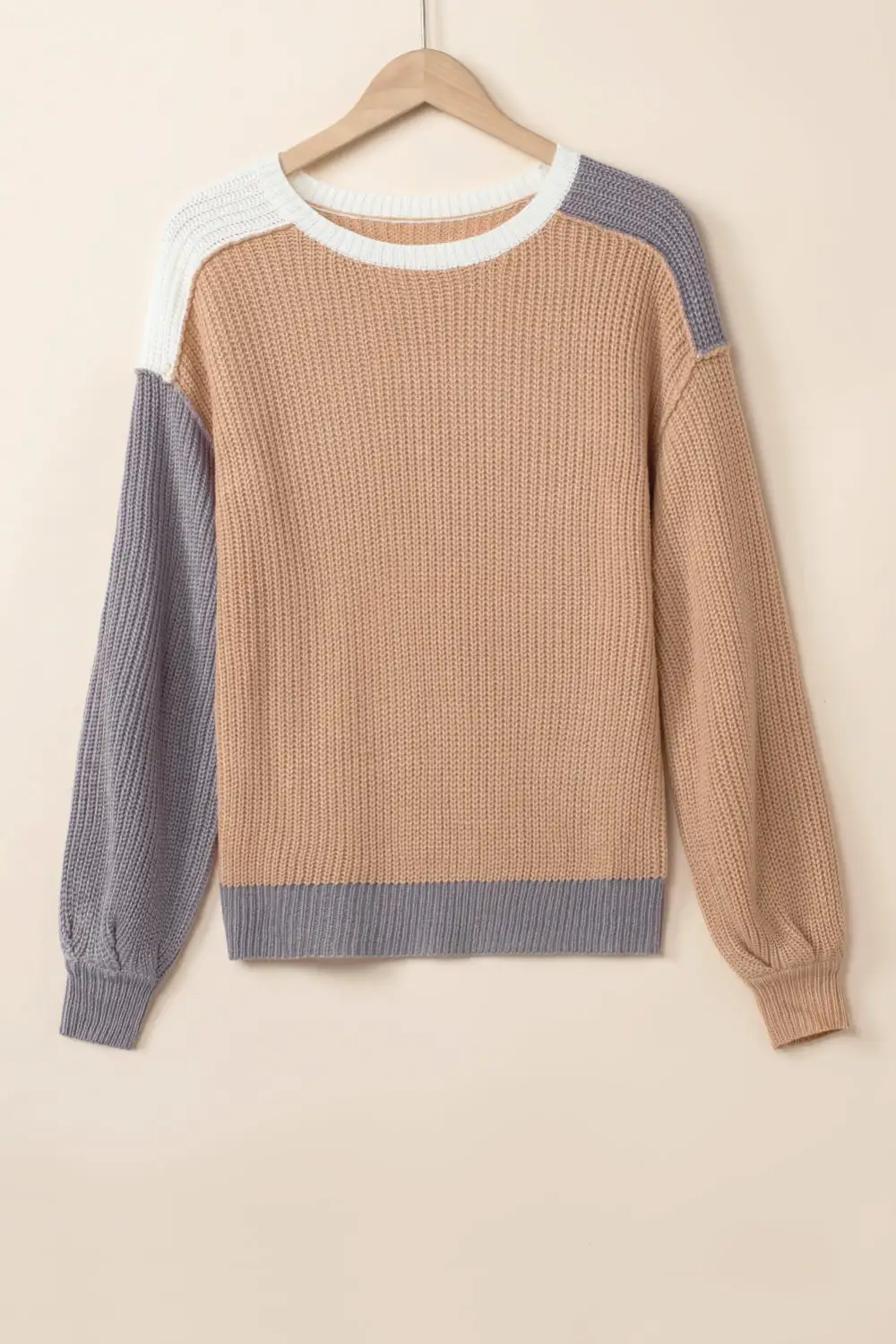 Color Block Round Neck Drop Shoulder Sweater - Ships 11/29