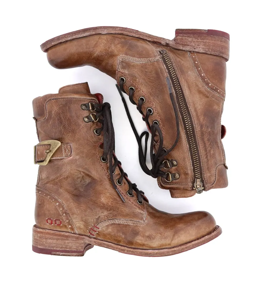 Lace-Up Buckle Brogue Reinforced Ankle Boots