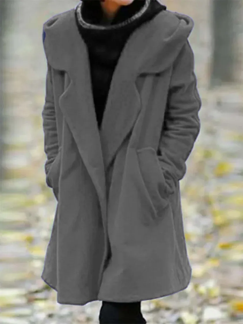 Shawl Collar Solid Casual Overcoat