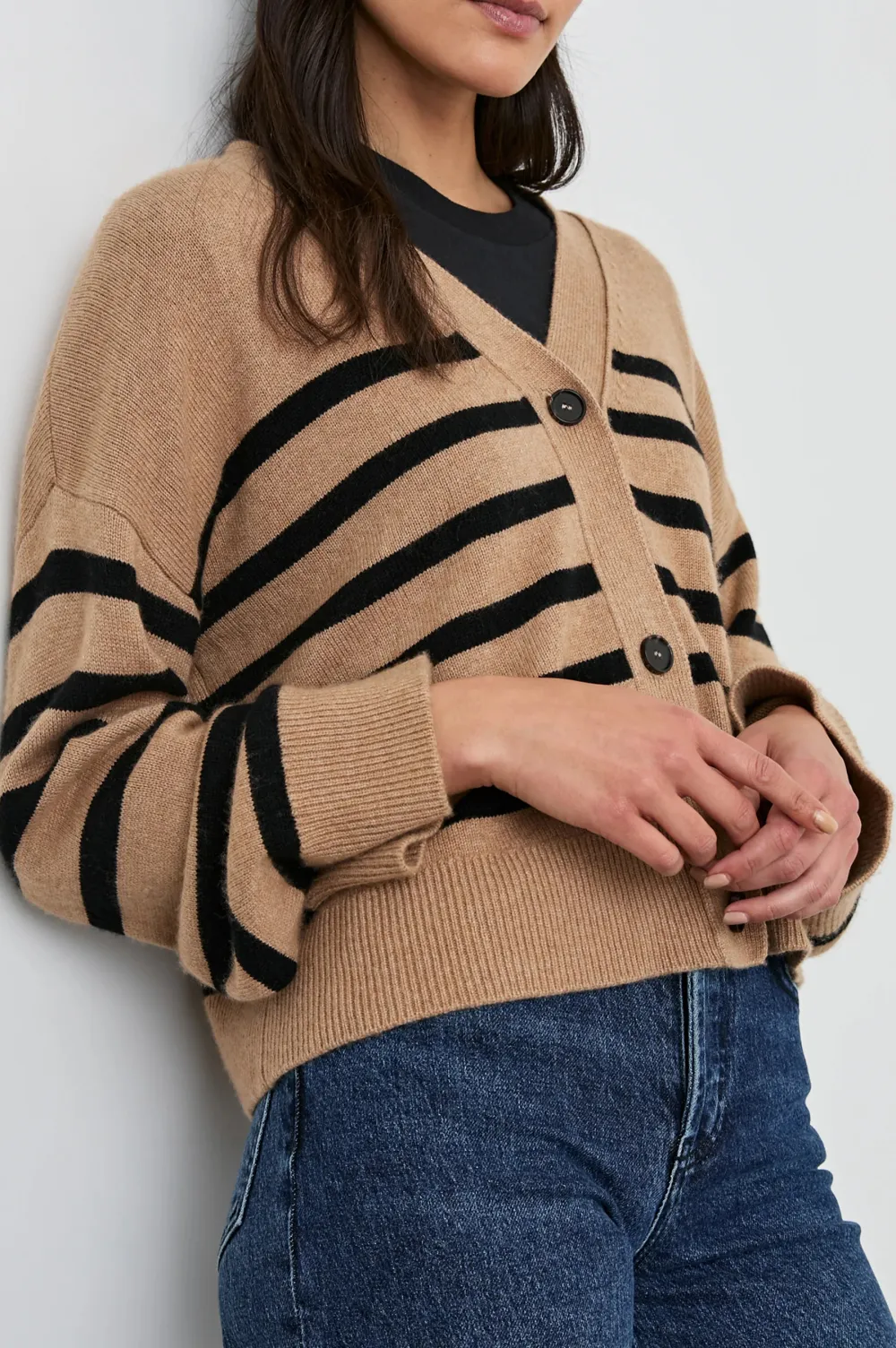 V-Neck Solid-Color Plush Warm Cardigan