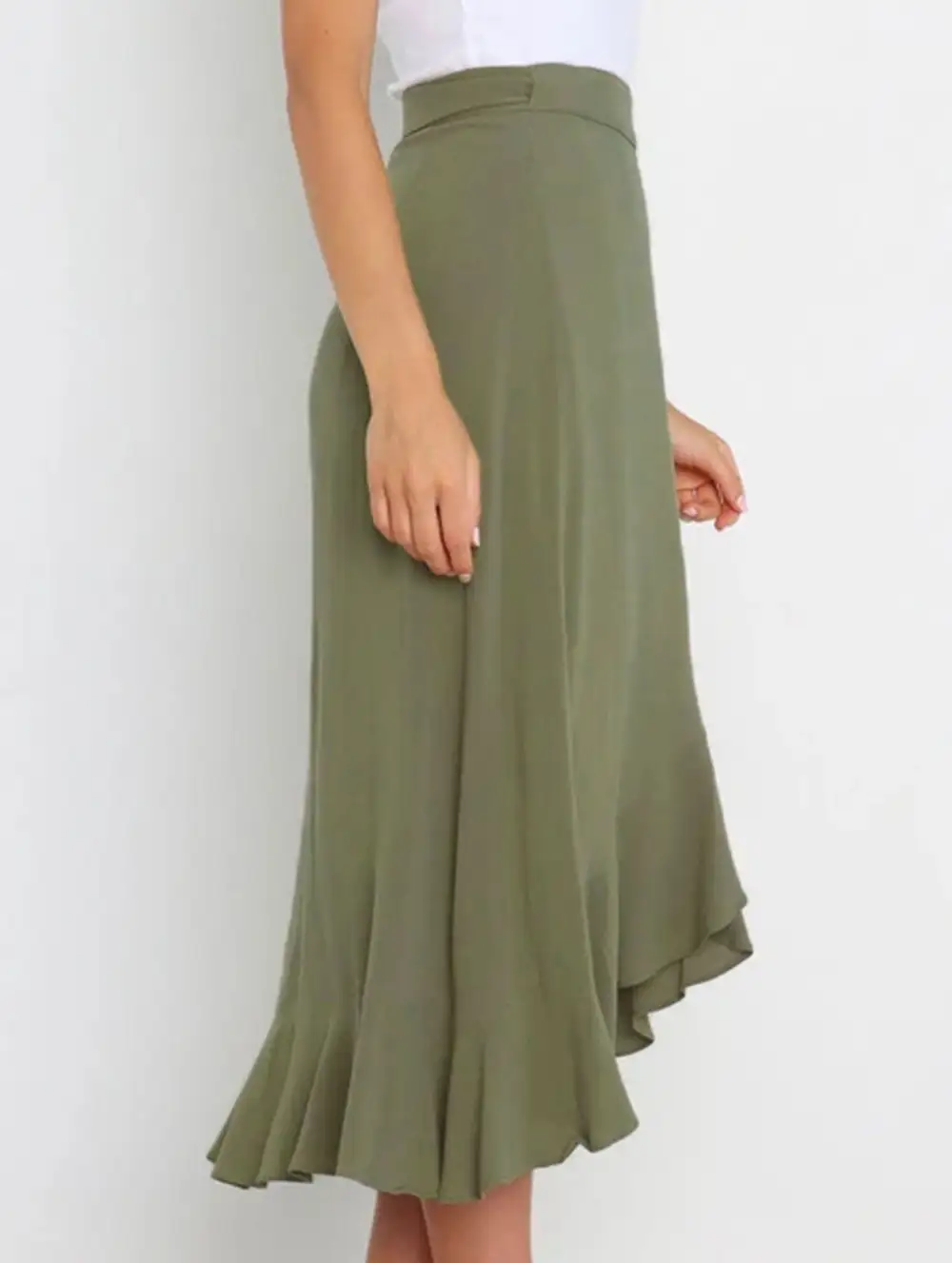 Irregular Tie Front Midi Skirt