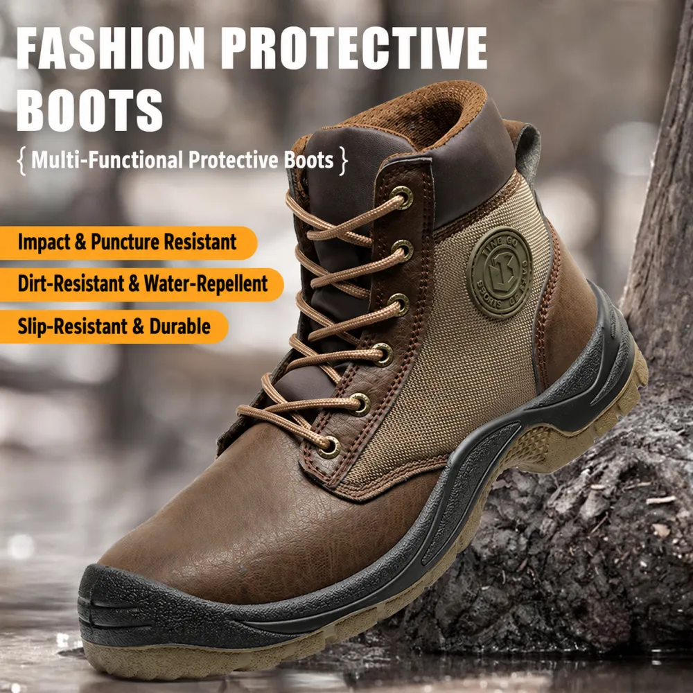 Anti-Static Safety Work Boots Steel Toe Puncture-Proof Anti-Odor Slip-Resistant Men's High-Top Durable Work Shoes