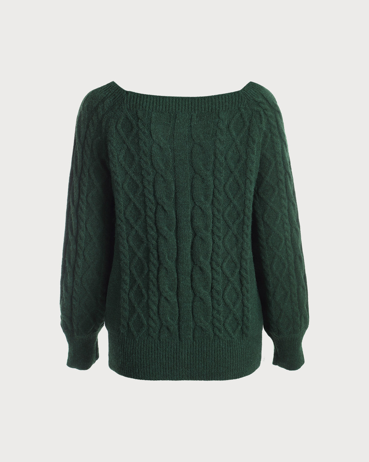 Green Romance Cable Knit Crew Sweater