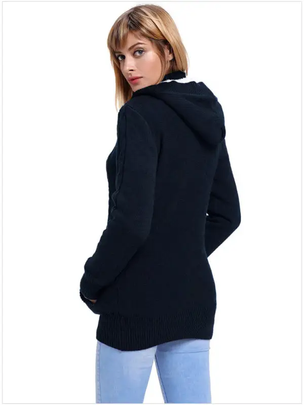 Women's Hooded Long Sleeve Knit Cardigan with Pockets in 4 Colors Sizes 4-12