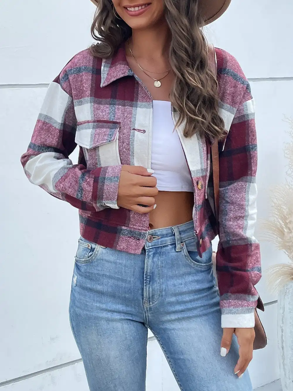 GYPSY-Plaid Button Up Cropped Jacket