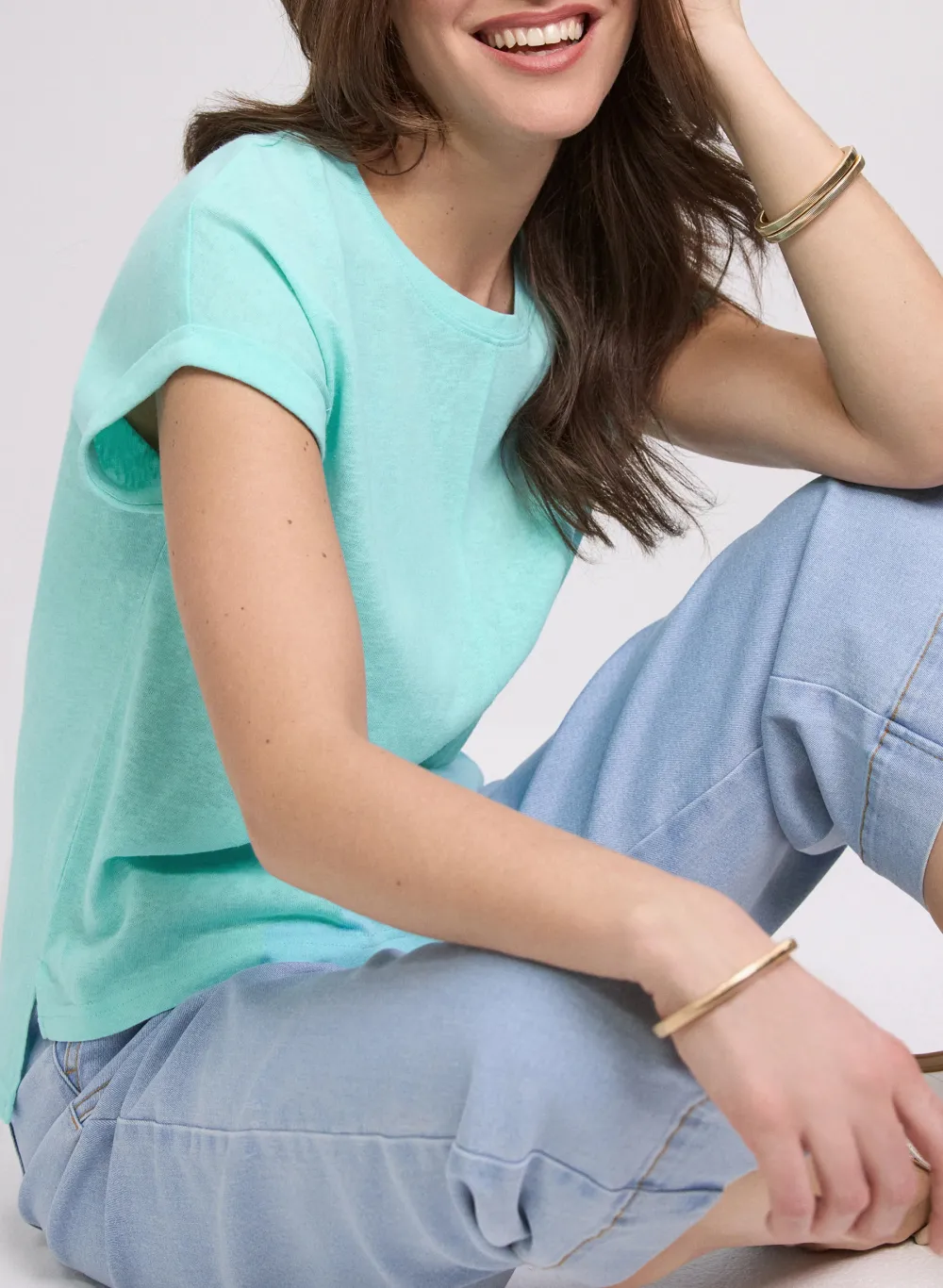 Casual Linen T-Shirt In Pastel Style