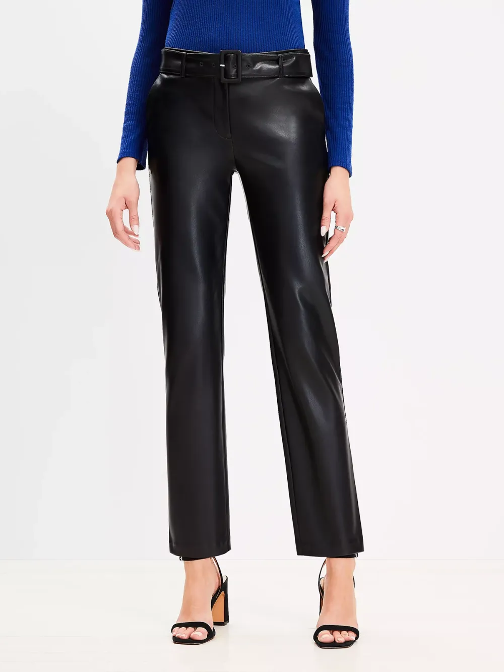 Belted Riviera Slim Pants In Faux Leather