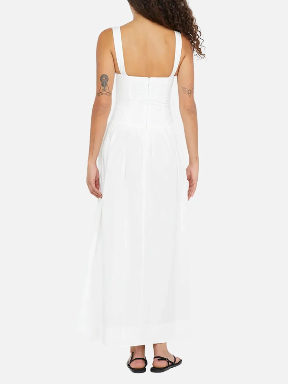 Plain Pocketed Wide Strap Dress