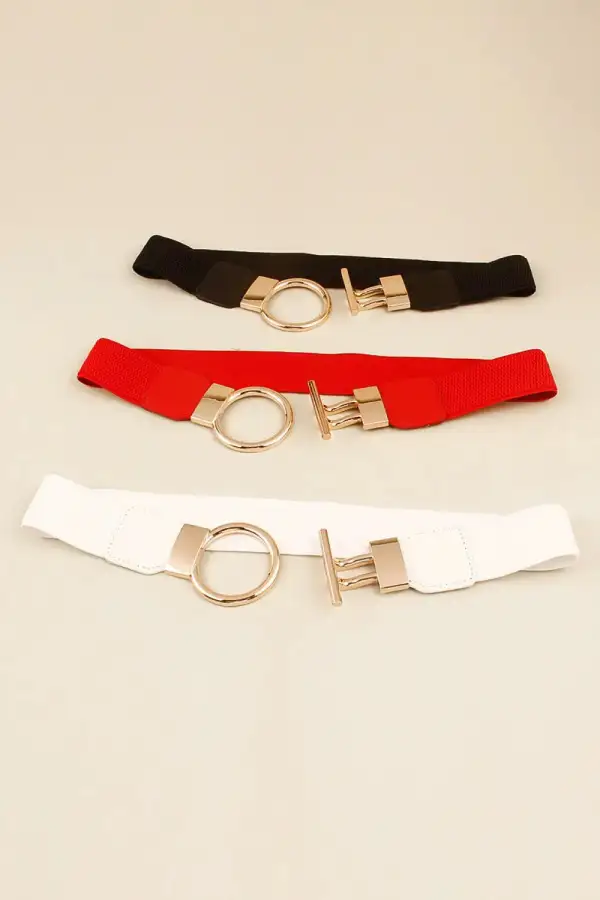 Circle Buckle PU Leather Belt