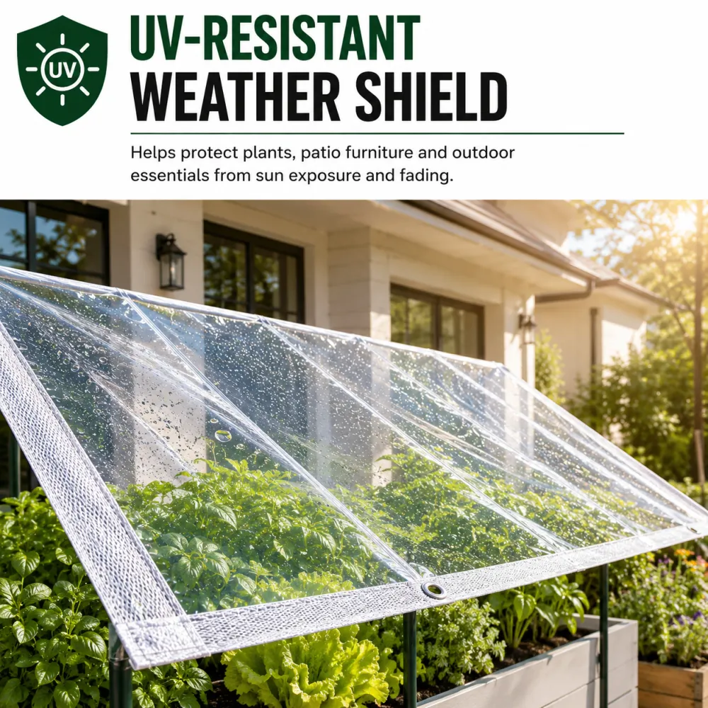 Clear Waterproof PE Tarp, Transparent Outdoor Cover with Metal Grommets