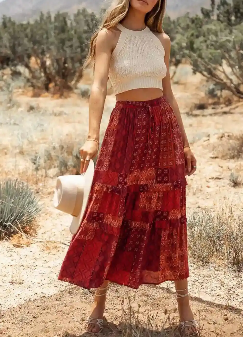 Print Bohemian Mix Skirt