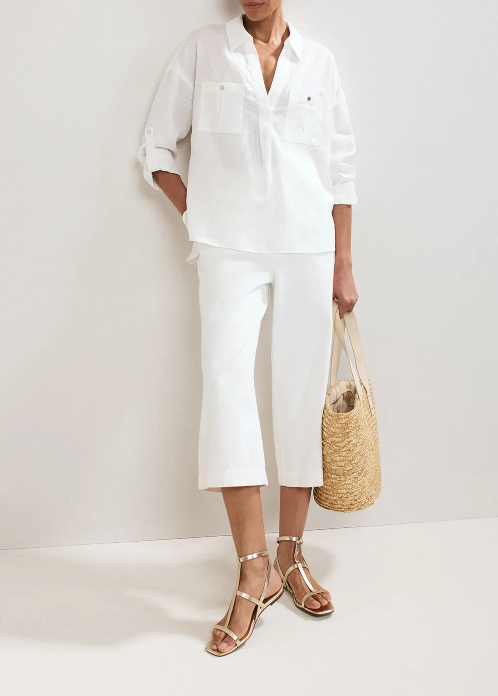 Casual Solid Linen Women's Shirt