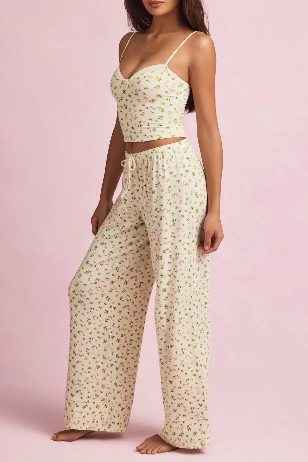 Relaxed Fit Elastic Waist Loose Trousers