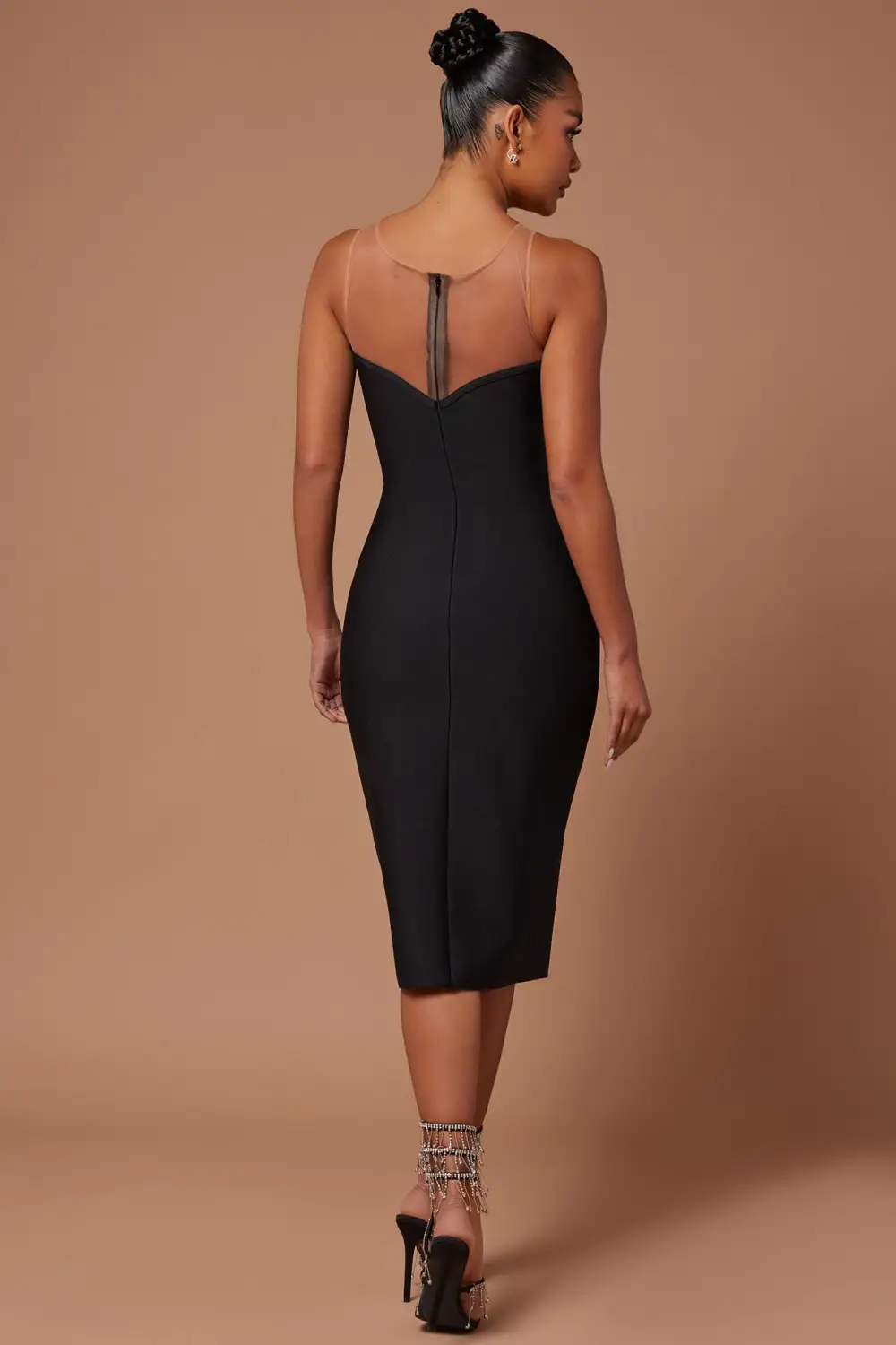 Evie Mae Bandage Midi Dress - Black